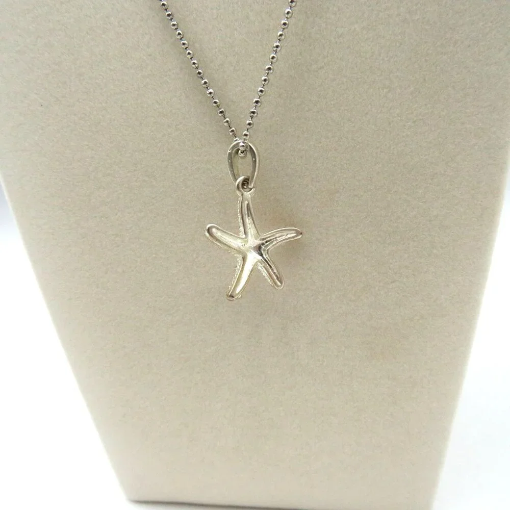 Starfish Pendant Necklace Pink Crystals‎ Silver Tone 16